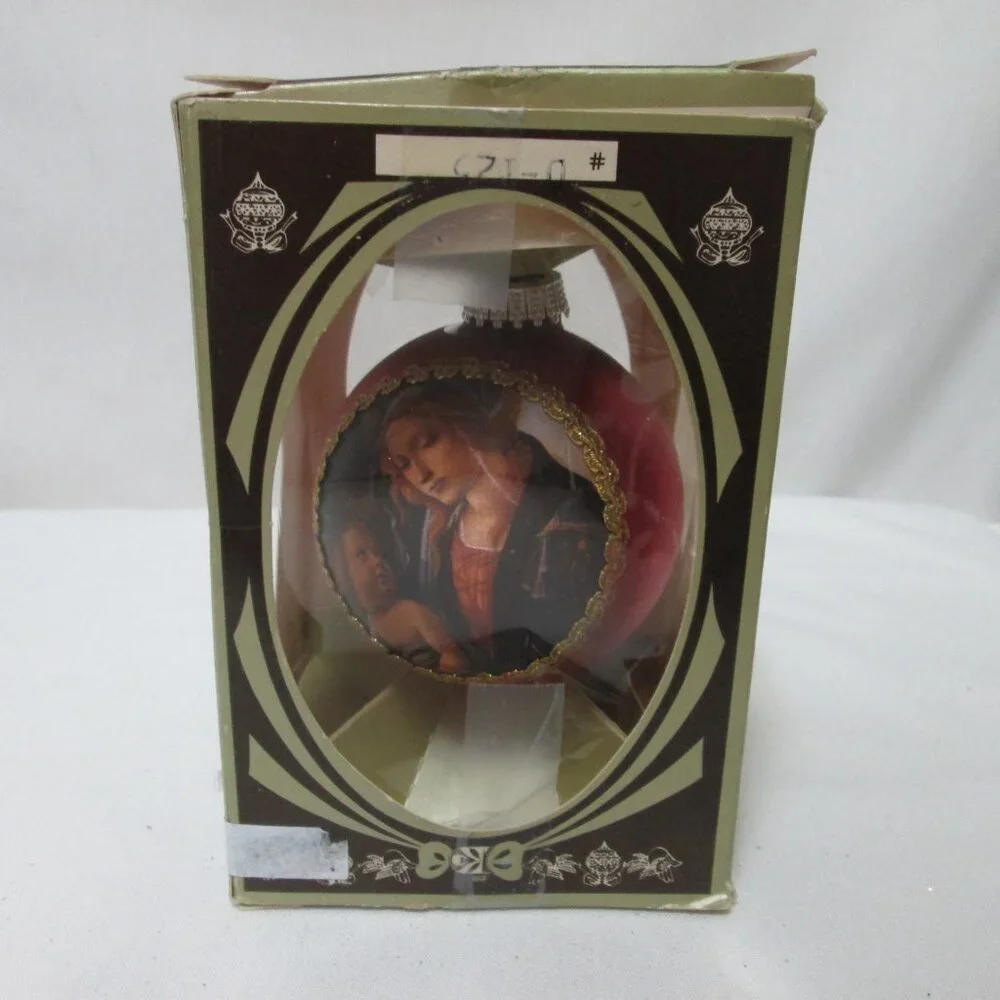 Kurt Adler Mother Mary w/ Baby Jesus glass Vintage Christmas Ornament 1977